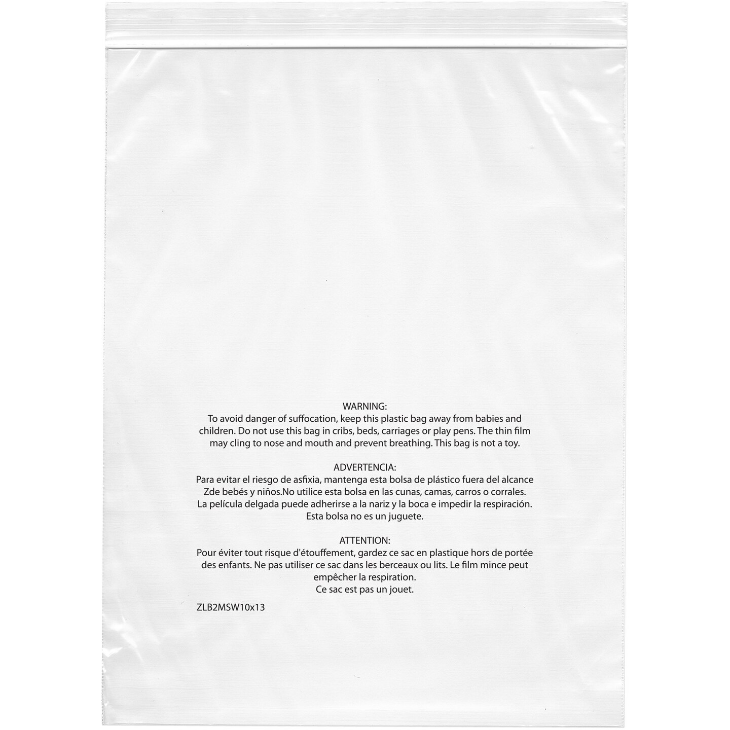 Plymor Zipper Reclosable Plastic Bags With Printed Suffocation