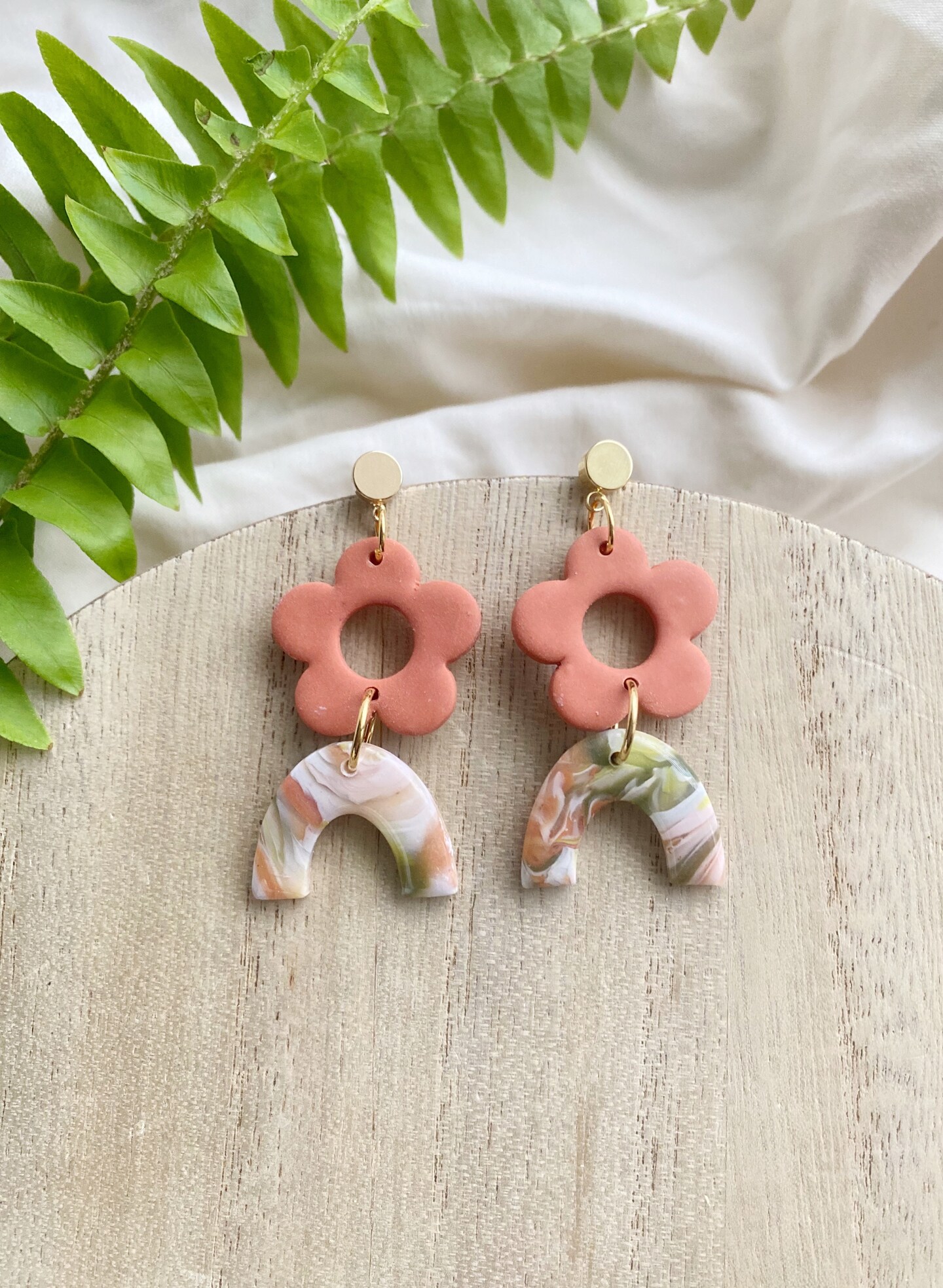 Flower Arch Earrings, Floral Jewelry, Polymer Clay Earrings ...