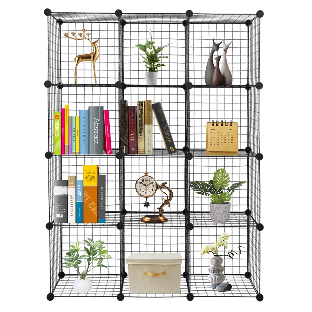Wire Cube Storage Metal Closet Organizer Bookcase Cabinet Wardrobe Storage Shelves