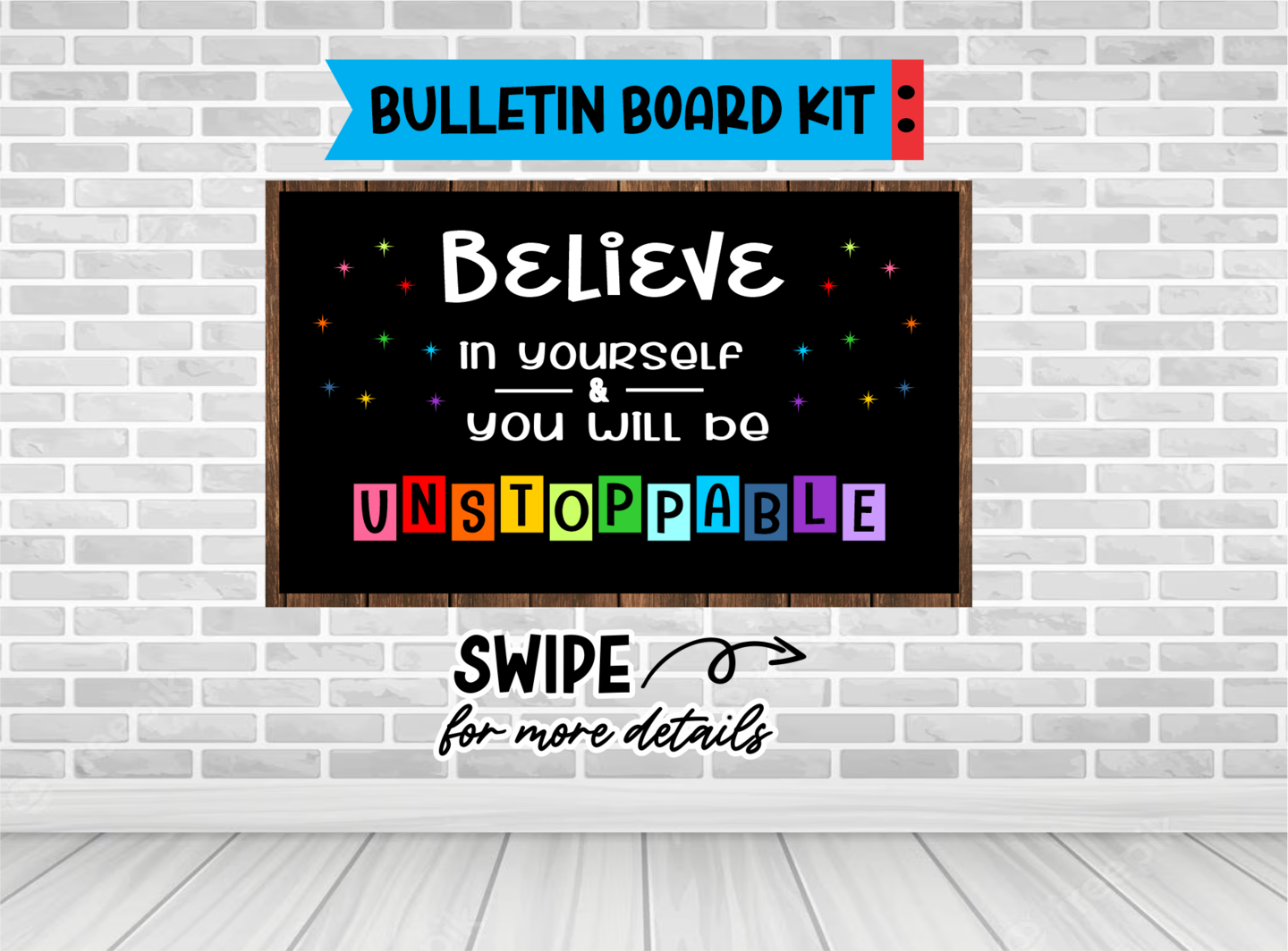 BELIEVE IN YOURSELF Bulletin Board Kit School Door Decoration Teacher ...