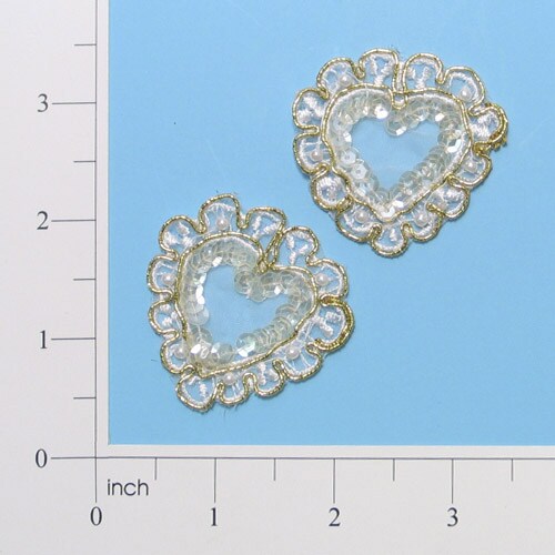 Lace D&#x27;oro Golden Heart Applique/Patch Pack of 2