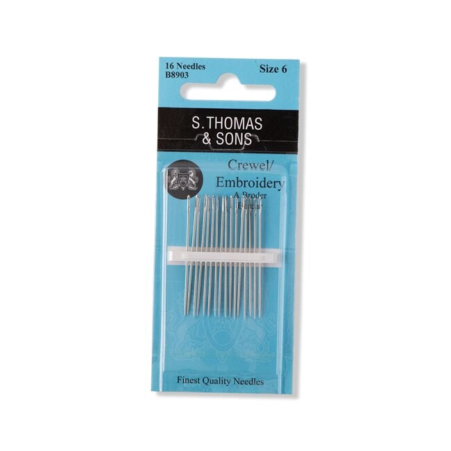 Hand Sewing Needles - Crewel / Embroidery --- Size 6 --- by S. Thomas & Sons®
