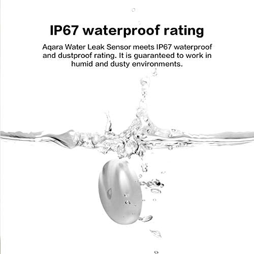 Aqara Water Leak Sensor, REQUIRES AQARA HUB, Wireless Water Leak Detector,  Wireless Mini Flood Detector for Alarm System and Smart Home Automation,  For Kitchen Bathroom Basement, Works with IFTTT 