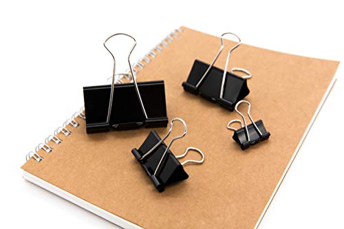 DSTELIN Binder Clips Paper Clamps Assorted Sizes 100 Count (Black), X Large, Large, Medium, Small, X Small and Micro, 6 Sizes in One Pack, Meet Your Different Using Needs.