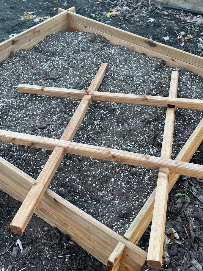 Wood Raised Garden Bed - with Grid