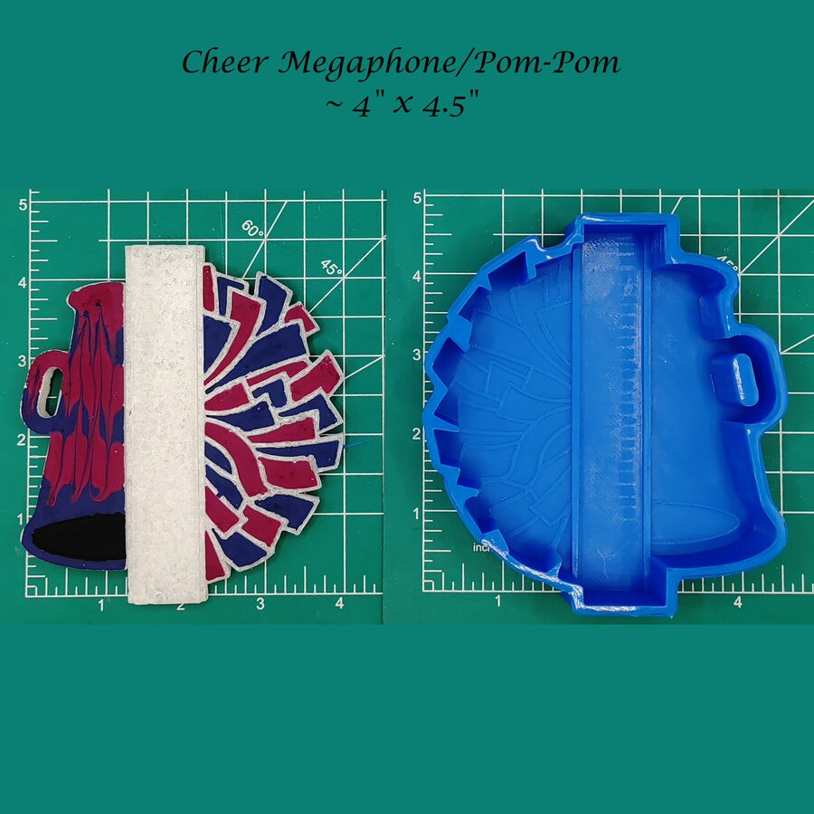 Cheer Megaphone &#x26; Pom Poms Silicone Freshie Mold
