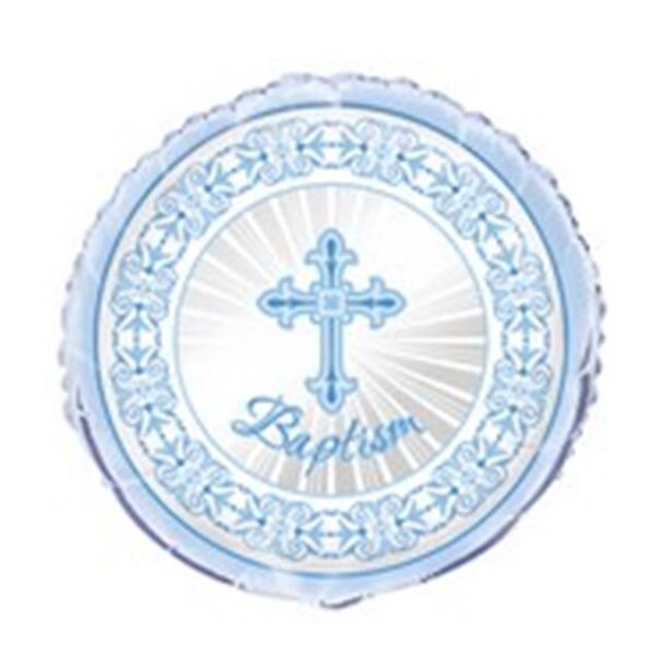 Blue Radiant Cross Baptism 18&#x22; Foil Balloon, 1ct