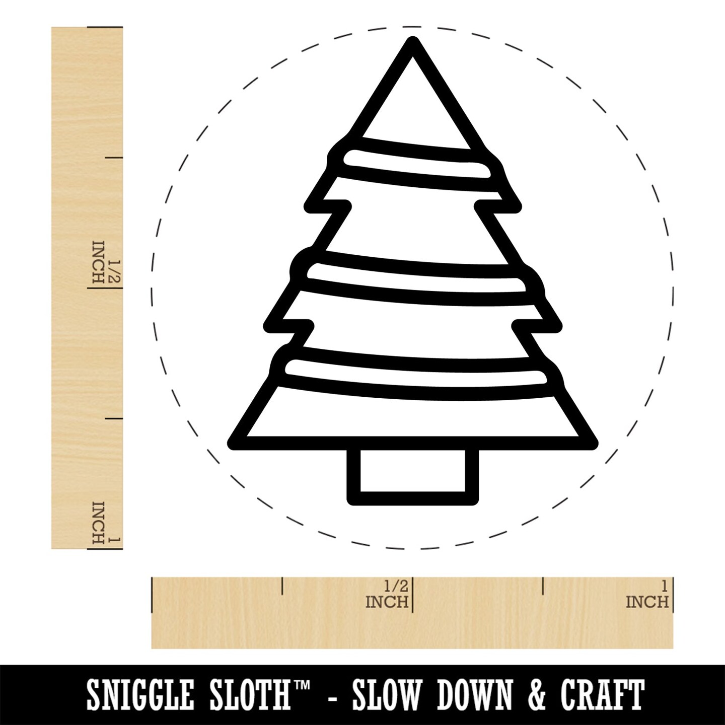 Christmas Tree with Garland Ribbon Self-Inking Rubber Stamp Ink Stamper for Stamping Crafting Planners