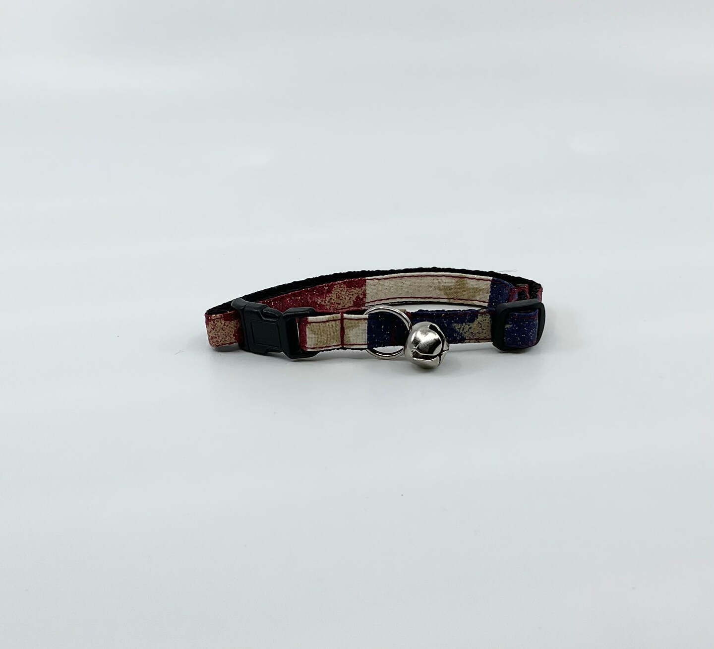 Patriotic Cat Collar With Optional Flower Or Bow Tie Gold  Stars On Red And Blue Stripes Breakaway Collar Adjustable Sizes S Kitten, M,