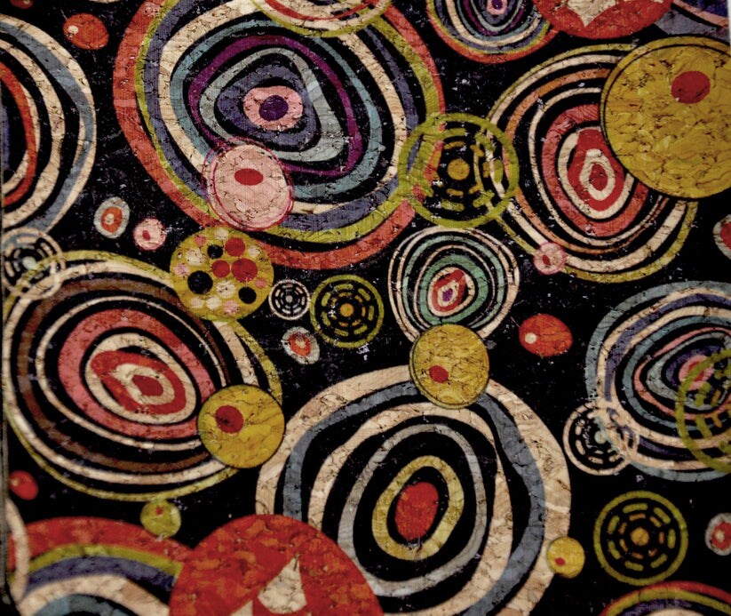 Belagio Cork Fabric, 18" x 15", Circles, Multi