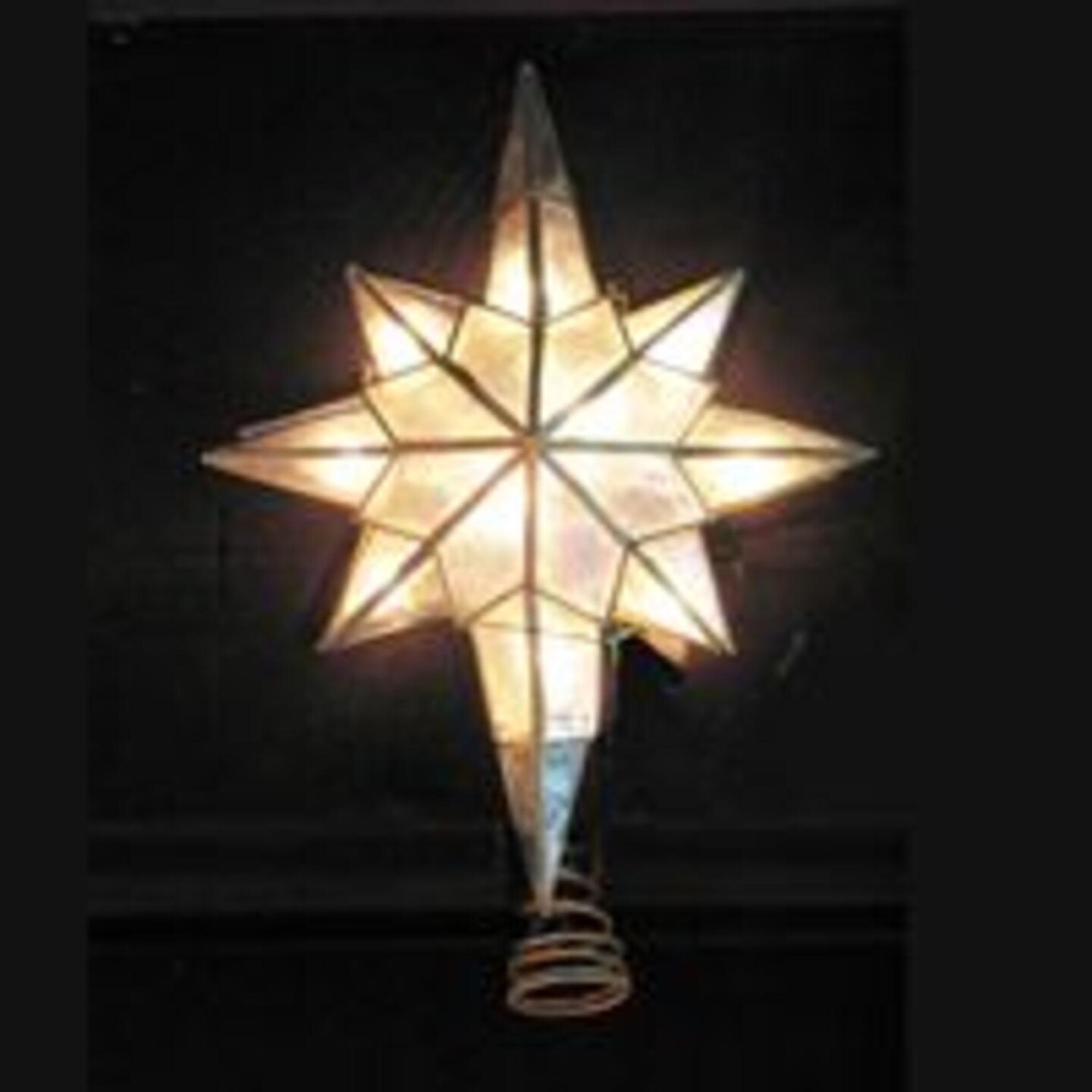 Kurt Adler 11&#x22; Lighted Capiz Bethlehem Star Christmas Gold Trim Tree Topper - Clear Lights