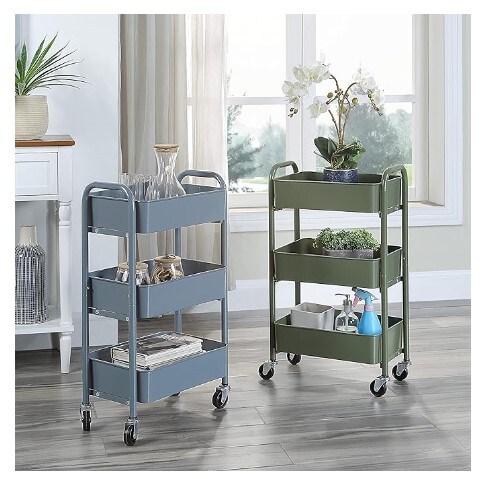 Mobile Utility Cart Kitchen/Under Desk Cart with Caster Wheels (Army, Compact, 15.5&#x22; x 26.8&#x22; x 10.27&#x22;)