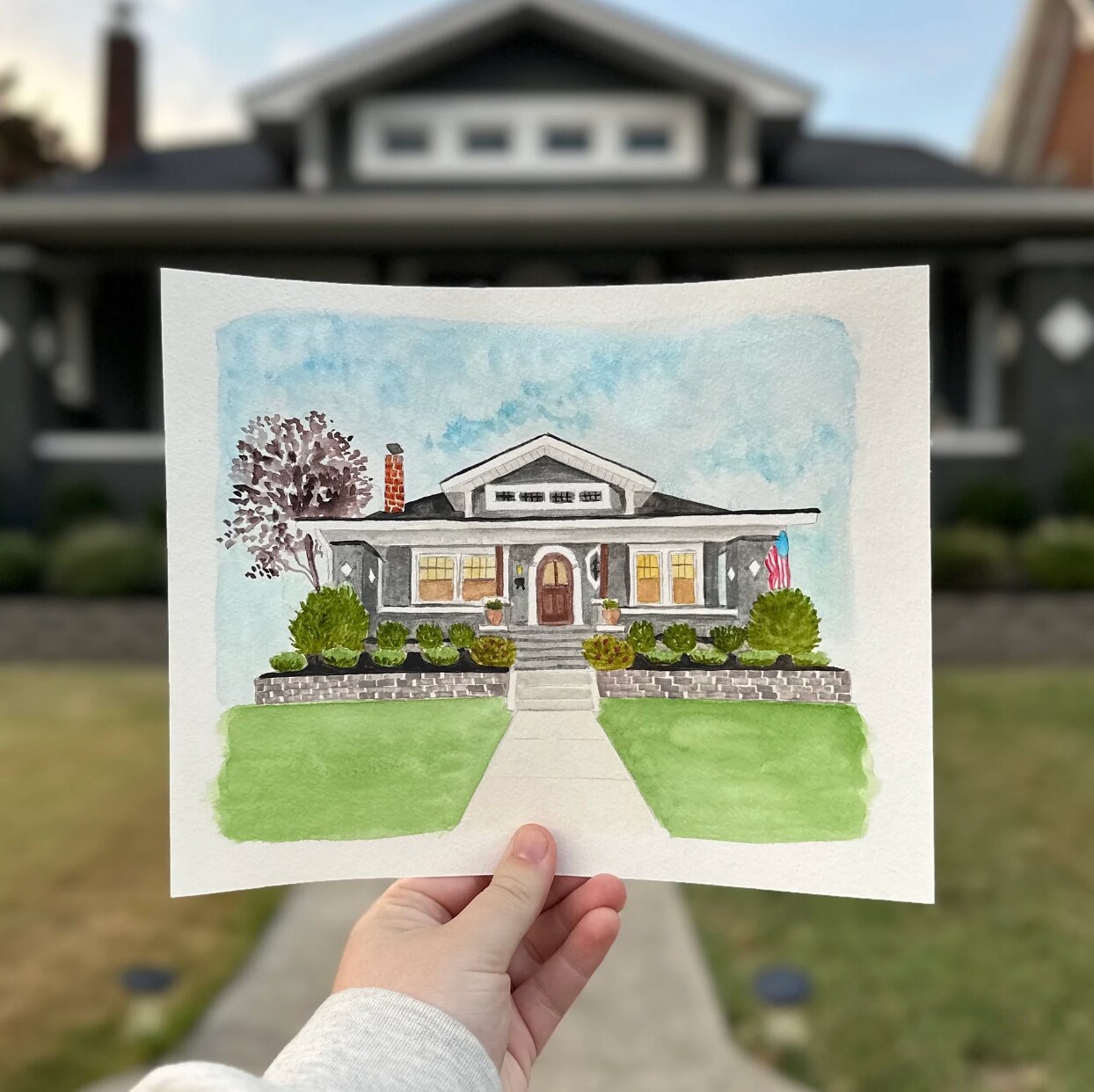 Real Watercolor House Painting, From Photo, Hand outlet Painted