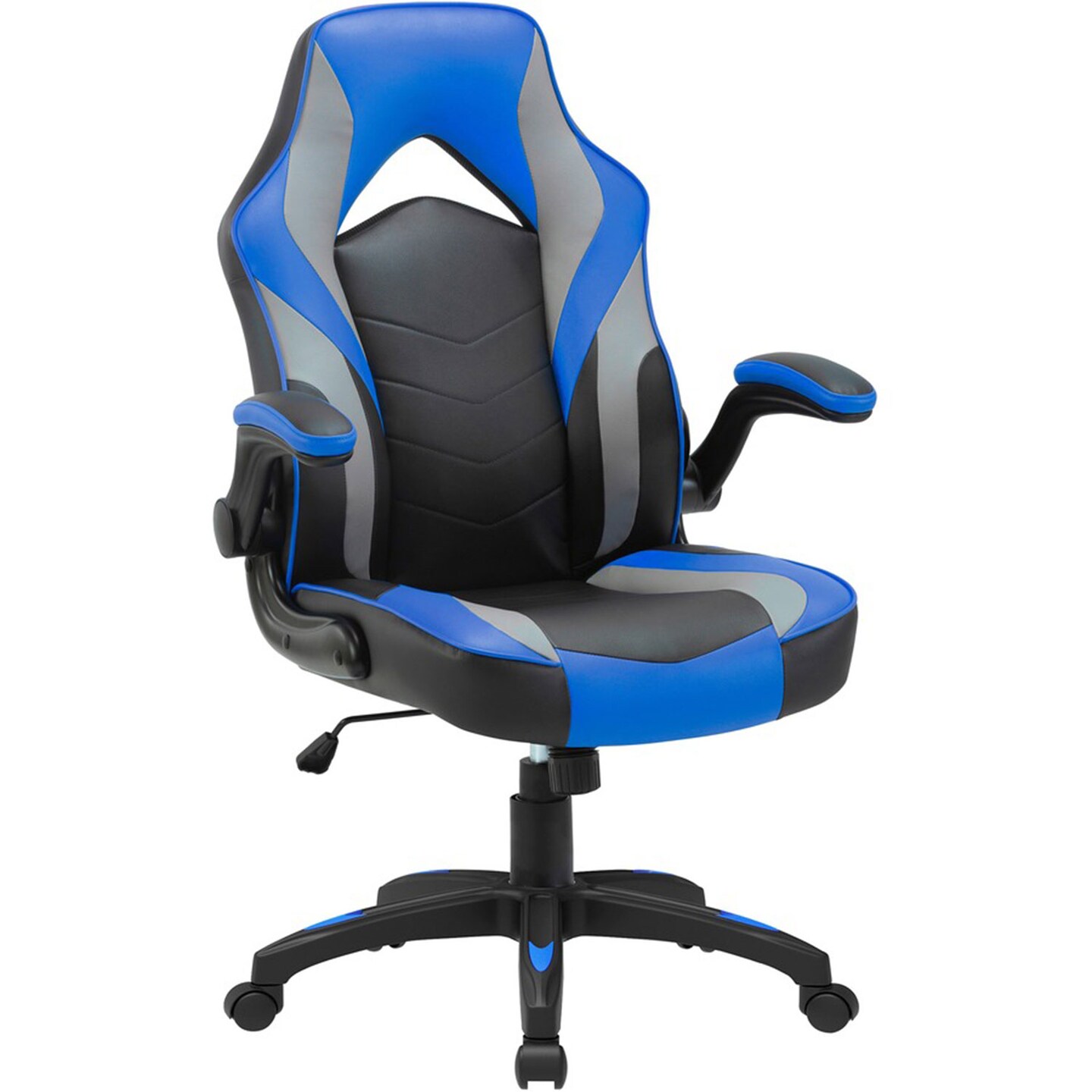 Lorell High-Back Gaming Chair - For Gaming - Vinyl, Nylon - Blue, Black, Gray Lorell High-Back Gaming Chair - For Gaming - Vinyl, Nylon - Blue, Black, Gray