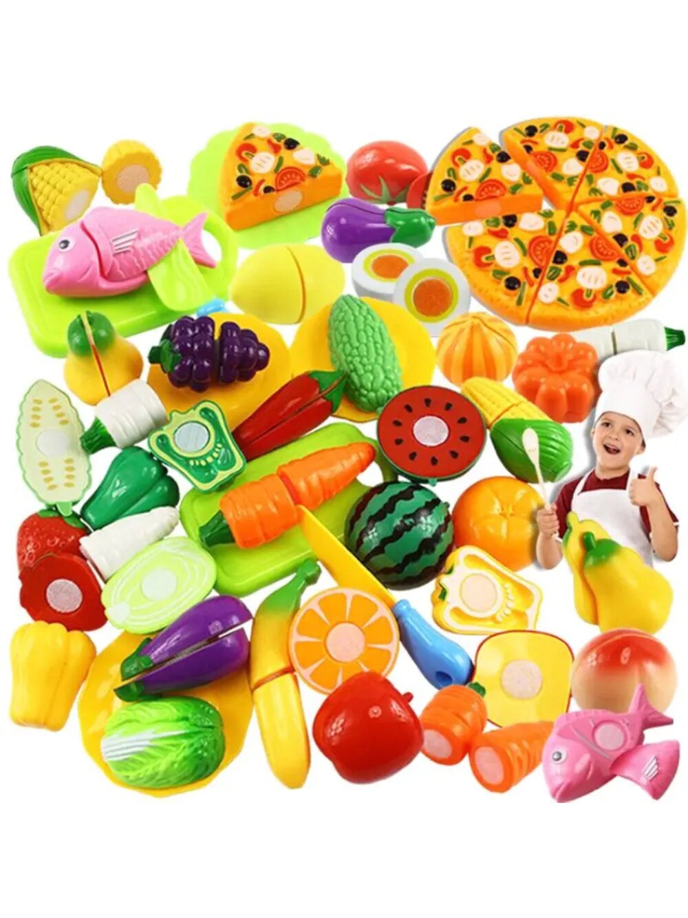 20Pcs/Set Kids' Pretend Play Cooking Toy, Vegetables & Fruits Cutting ...