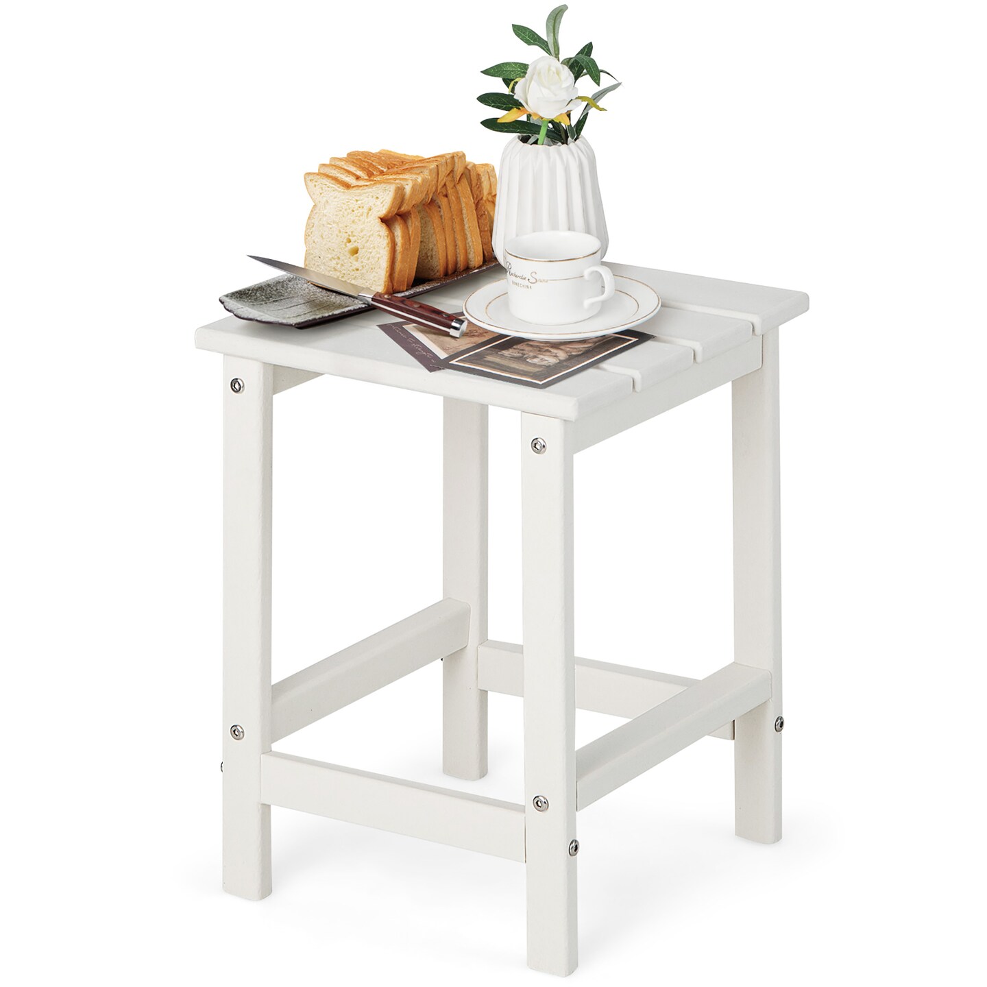 Costway 14&#x27;&#x27; Patio Adirondack Side End Table HDPE Square Weather Resistant Garden Black/Brown/Grey/White