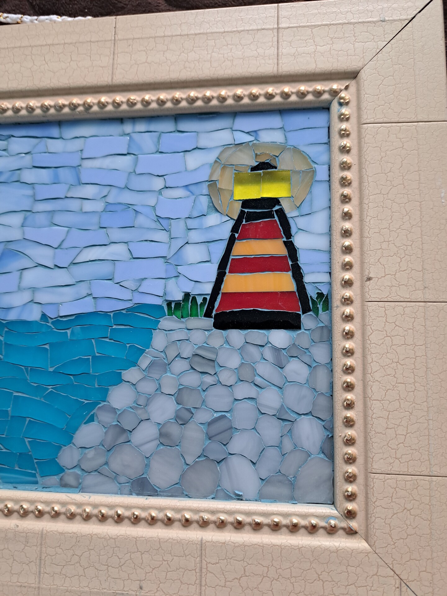 Sailing Toward the Lighthouse glass on glass mosaic product 6