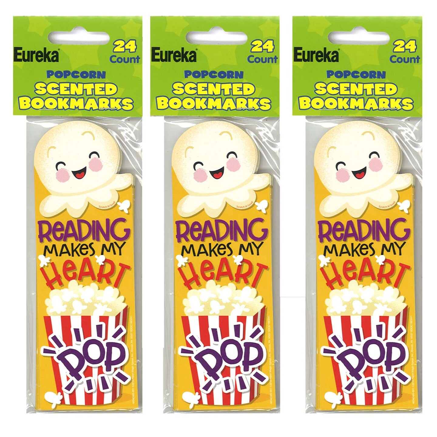Popcorn Scented Bookmarks, 24 Per Pack, 3 Packs