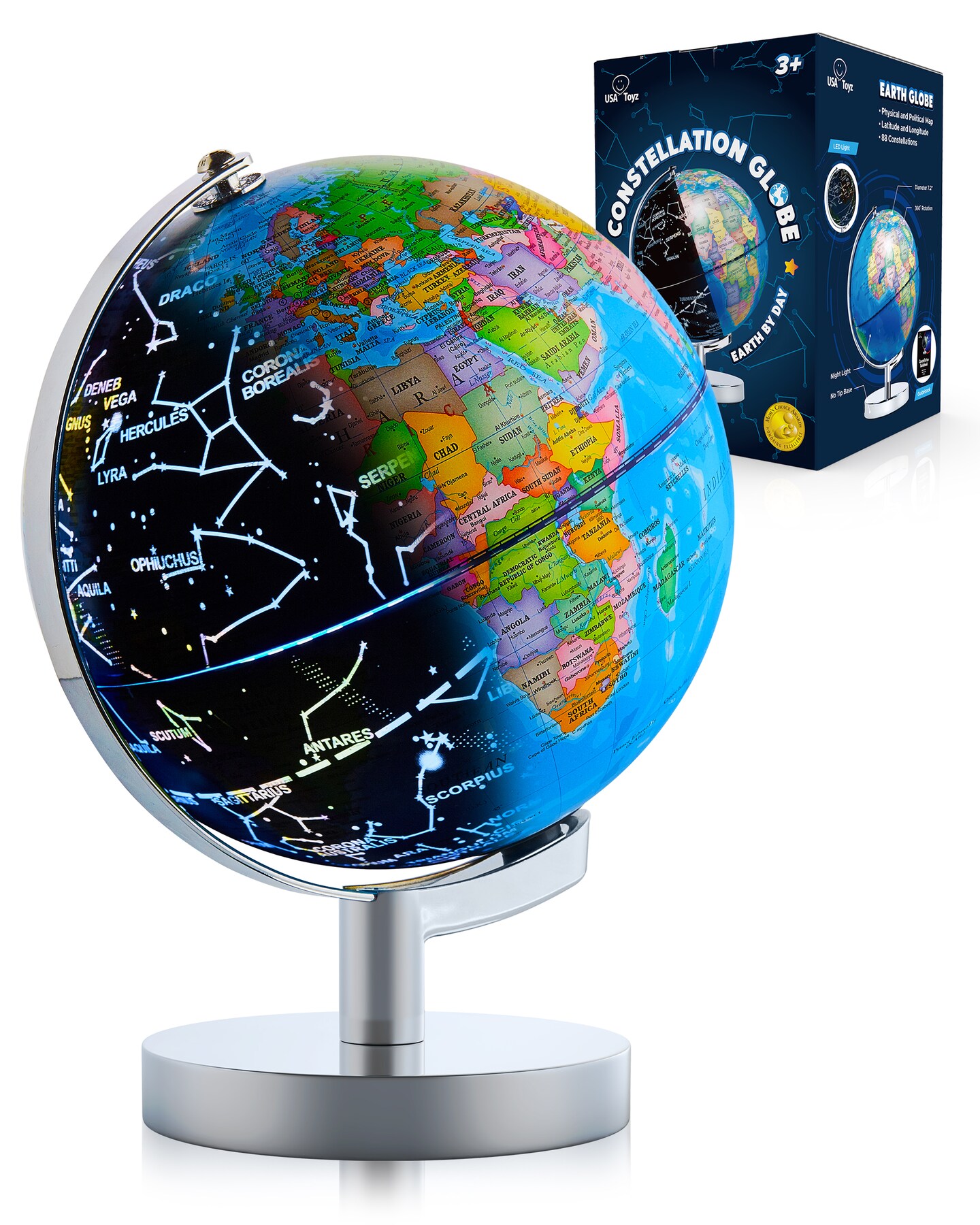 USA Toyz Illuminated Globe for Kids Learning - 7.2&#x22; Diameter