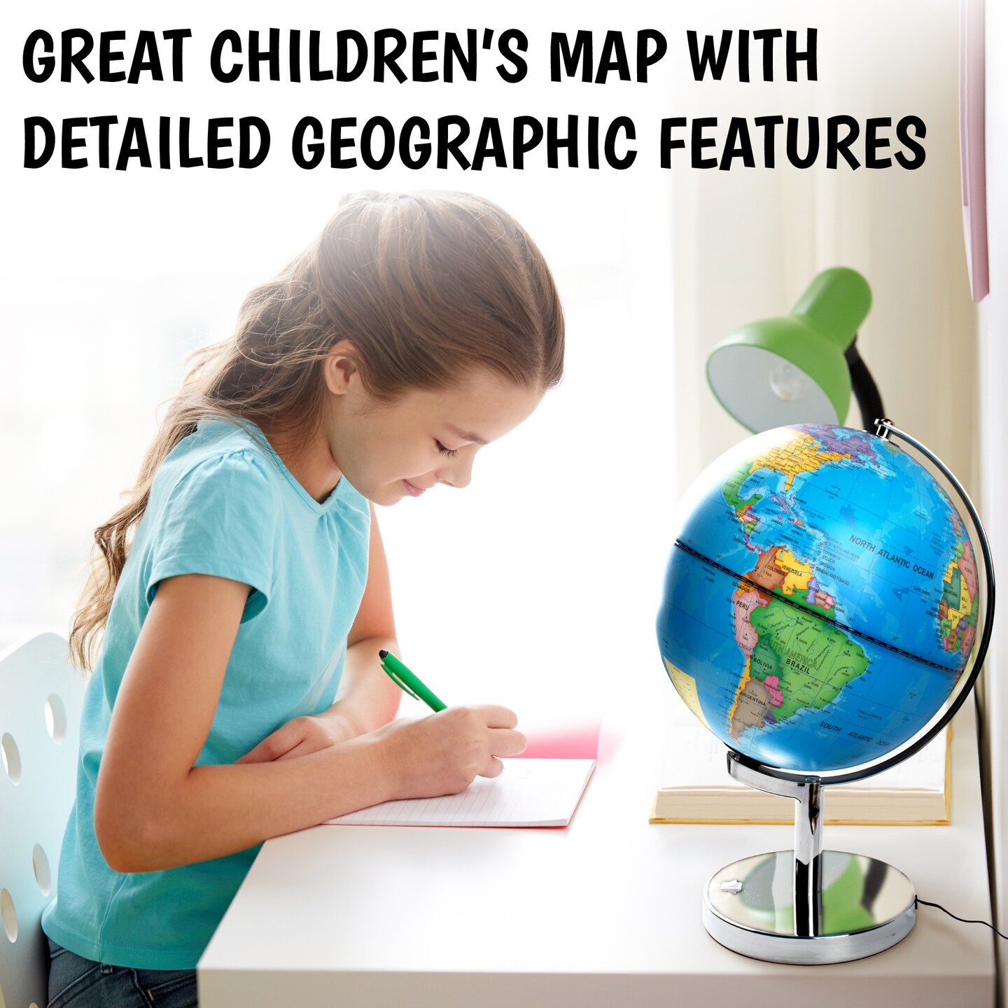 USA Toyz Illuminated Globe for Kids Learning - 9&#x22; Diameter