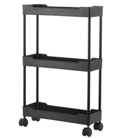 3 Tier Slim Rolling Storage Cart Laundry Room Rolling Cart for Between Washer and Dryer Mobile Shelf Unit