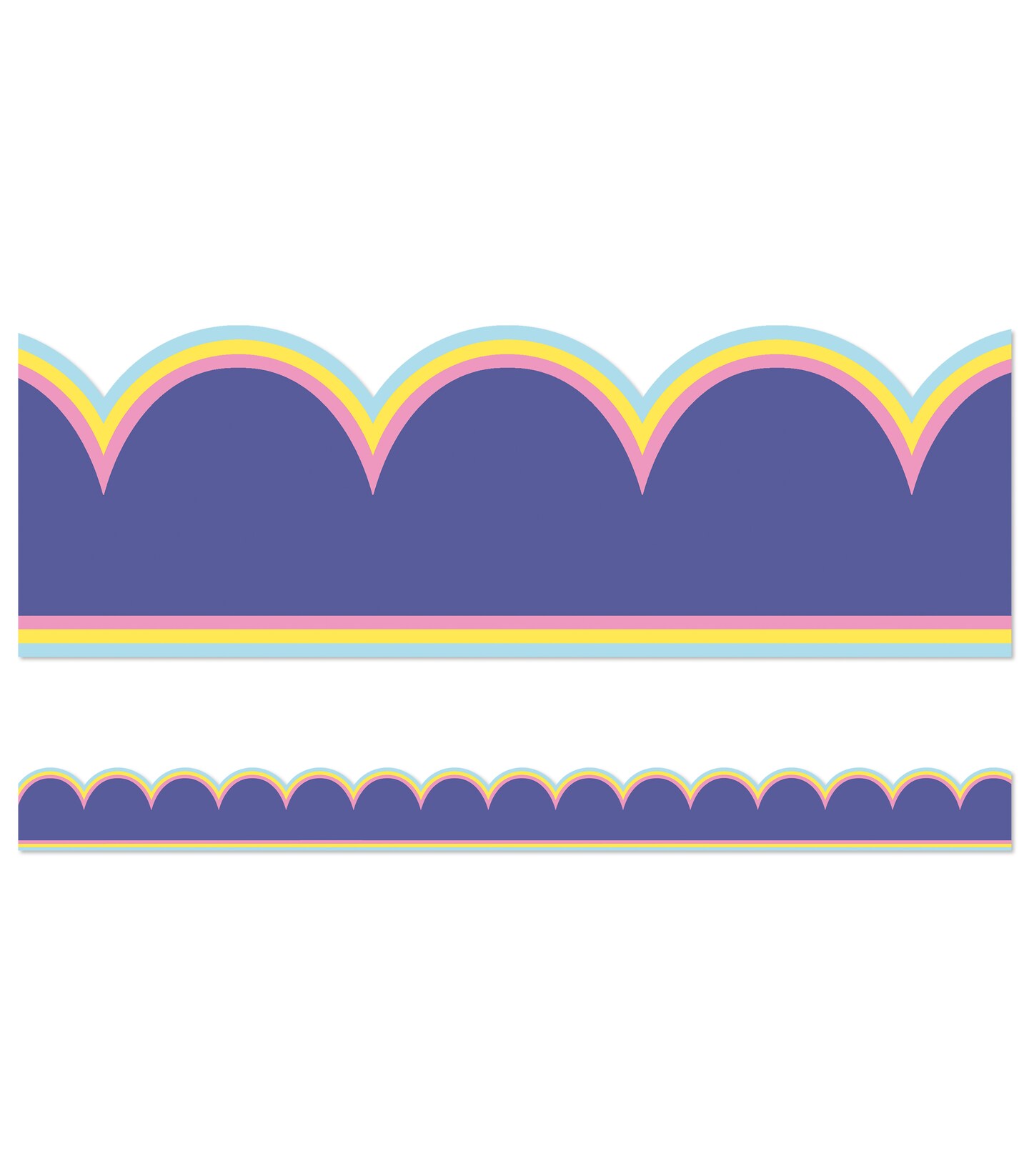 Carson Dellosa We Stick Together 39 Feet Purple Bulletin Board Borders, 13 Strips of Scalloped Border Trim, Purple Classroom Borders for Bulletin Board, White Board, Cork Board, and Classroom Décor