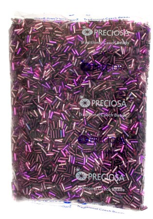 John Bead 500g Silver Lined Transparent Purple Pink Rainbow Czech Glass Twisted Bugle Seed Beads