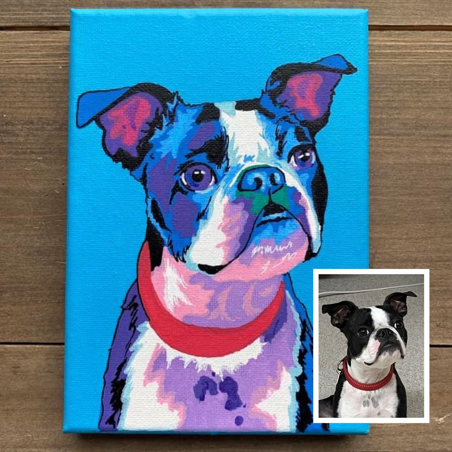 Custom Abstract Colorful Pet Portrait, 5x7 Inch Canvas, Hand Draw With Acrylic Paint Markers, Personalized Art Of Your Pet, Dog, Cat, Etc. 290174359892623368