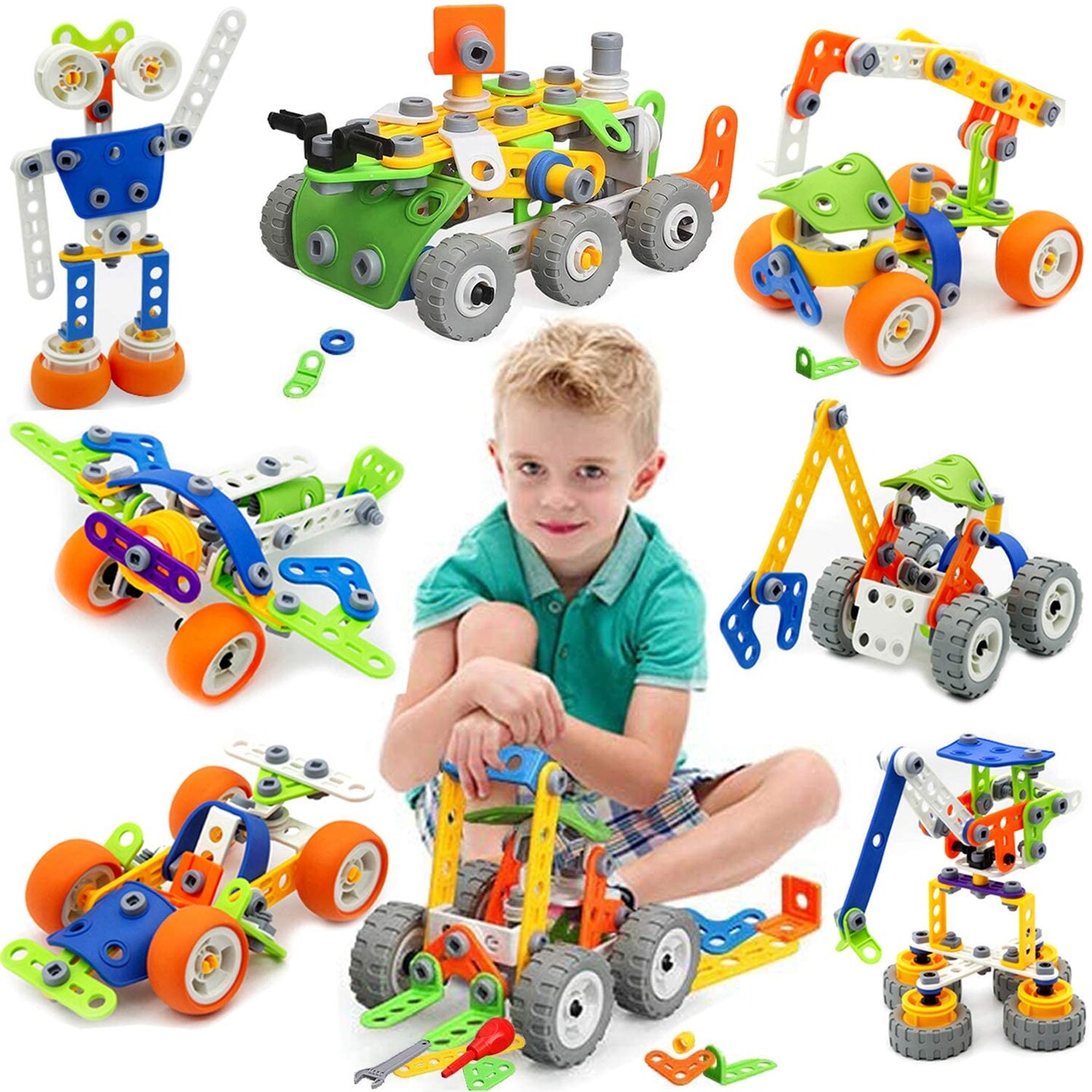 175 PCS Stem Toys for 5 6 7 8 Year Old Boys Birthday Gift Erector Construction Set Building Toy for Kids Age 4-8 4-6 5-7 6-8 Creative Game