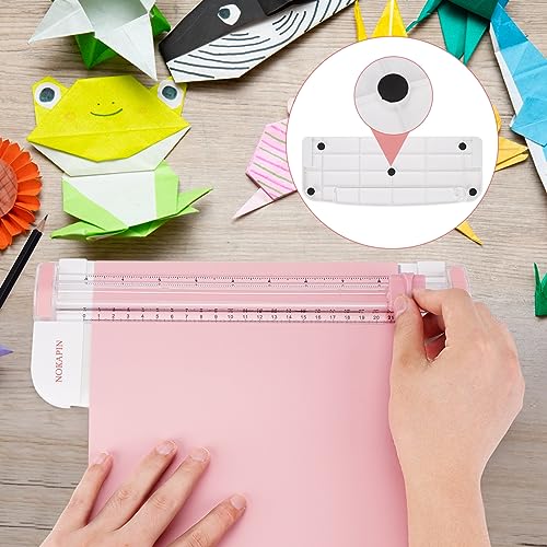 Portable Paper Trimmer,12 Inch Paper Slicer Scrapbooking Tool with Automatic Security Safeguard and Side Ruler for Craft Paper,A4 A5 Paper,Coupon, Label and Cardstock (Blue) (Pink)