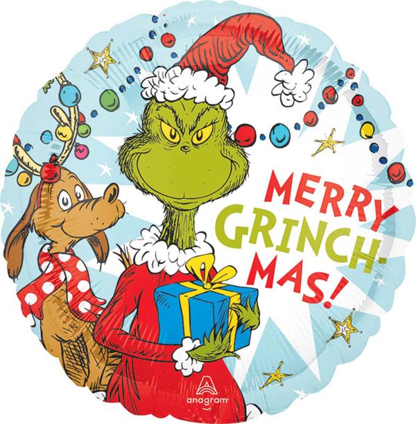 Grinch Christmas 17&#x22; Round Foil Balloon, 1ct