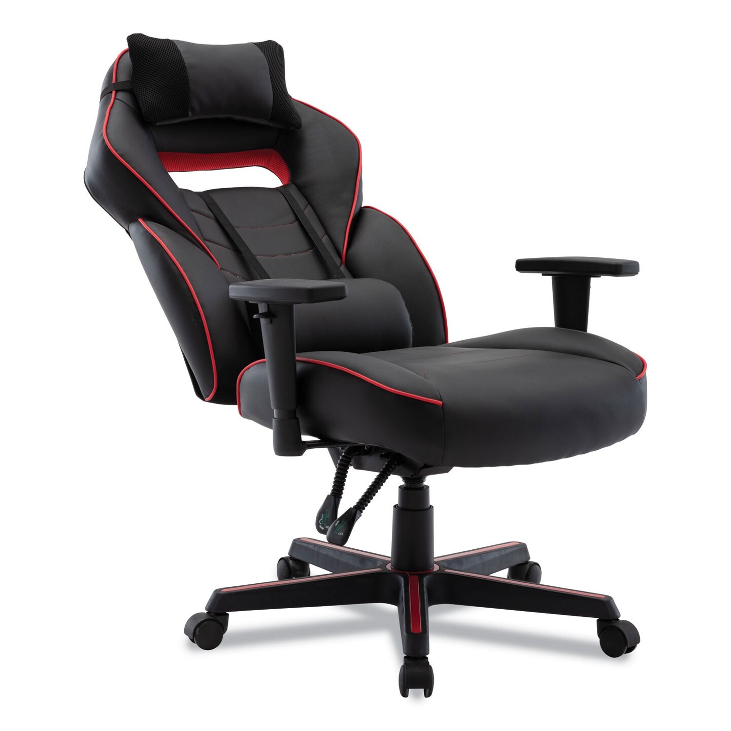 Alera Racing Style Ergonomic Gaming Chair, Supports 275 lb, 15.91&#x22; to 19.8&#x22; Seat Height, Black/Red Trim Seat/Back, Black/Red Base