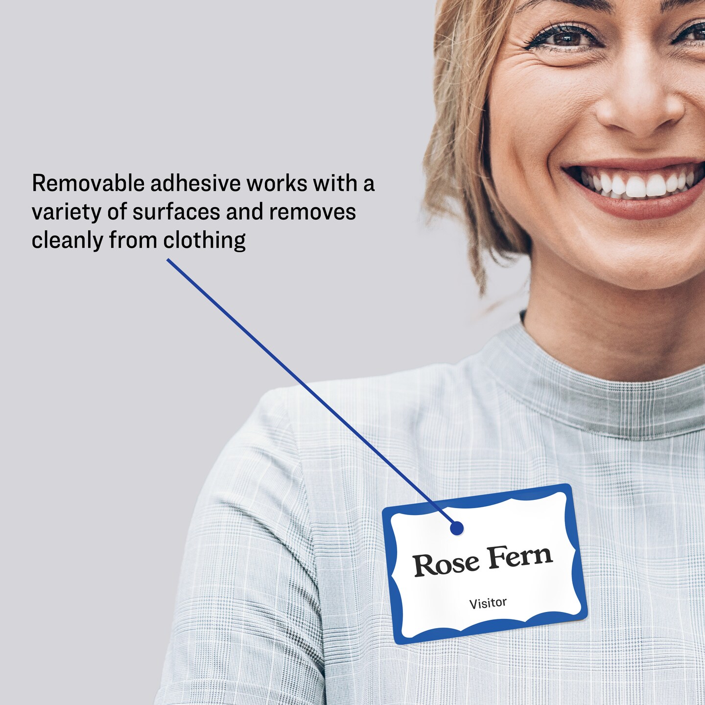 Avery Customizable Name Tags, 2-1/3" x 3-3/8", White with Blue Border, 6 Packs of 100, 600 Removable Name Badges Total (44144)