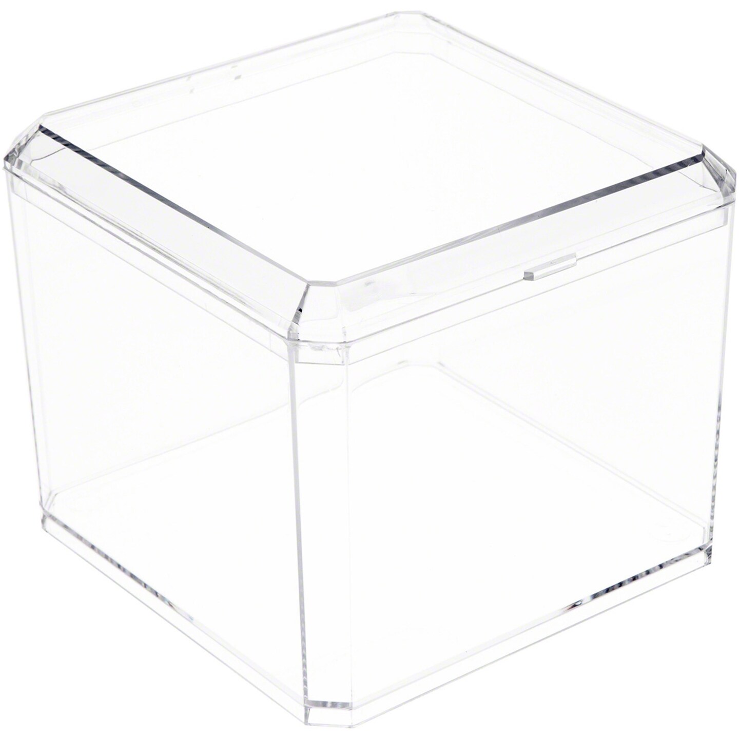 Pioneer Plastics 028C Clear Square Plastic Container, 3.75&#x22; W x 3.0625&#x22; H