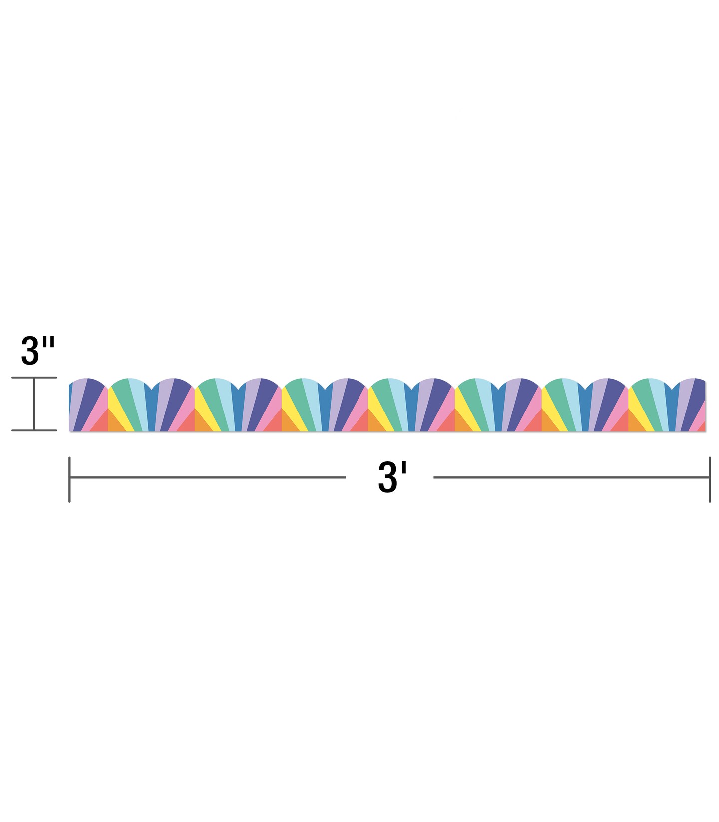 Carson Dellosa We Stick Together 39 Feet Rainbow Burst Bulletin Board Borders, 13 Strips of Scalloped Border Trim, Retro Classroom Borders for Bulletin Board, White Board and Retro Classroom D&#xE9;cor