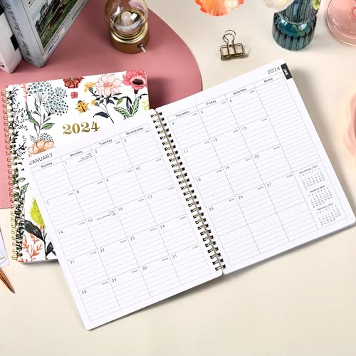 2024 Planner &#x2013; Jan.2024 &#x2013; Dec.2024, Planner 2024, 8&#x22; x 10&#x22;, 2024 Calendar Planner with Weekly &#xFF06; Monthly Spread, Tabs, Twin-Wire Binding, Thick Paper, Flexible Cover, Check Boxes as To-do List &#xFF06; Notes