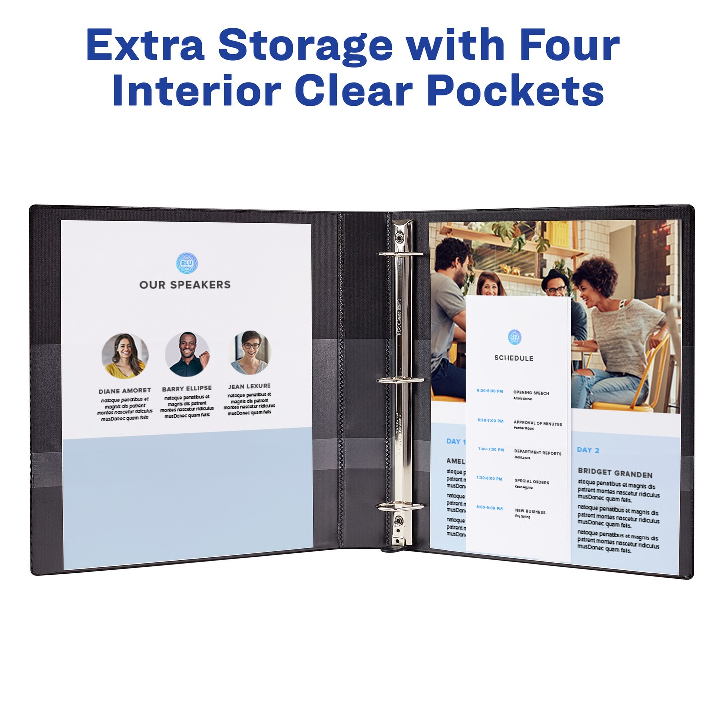 Avery Durable Clear View 3 Ring Binders, 1 Inch EZD Rings, 1 Black Binder (09300)