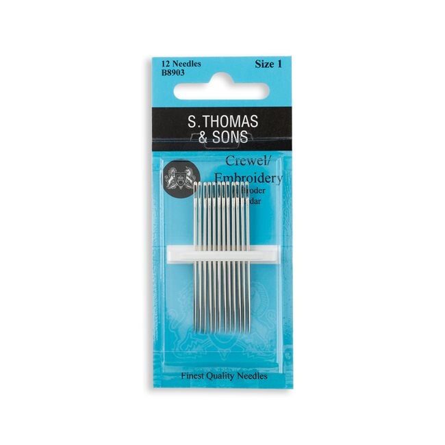 Hand Sewing Needles --- Crewel / Embroidery --- Size 1 --- by S. Thomas &#x26; Sons&#xAE;