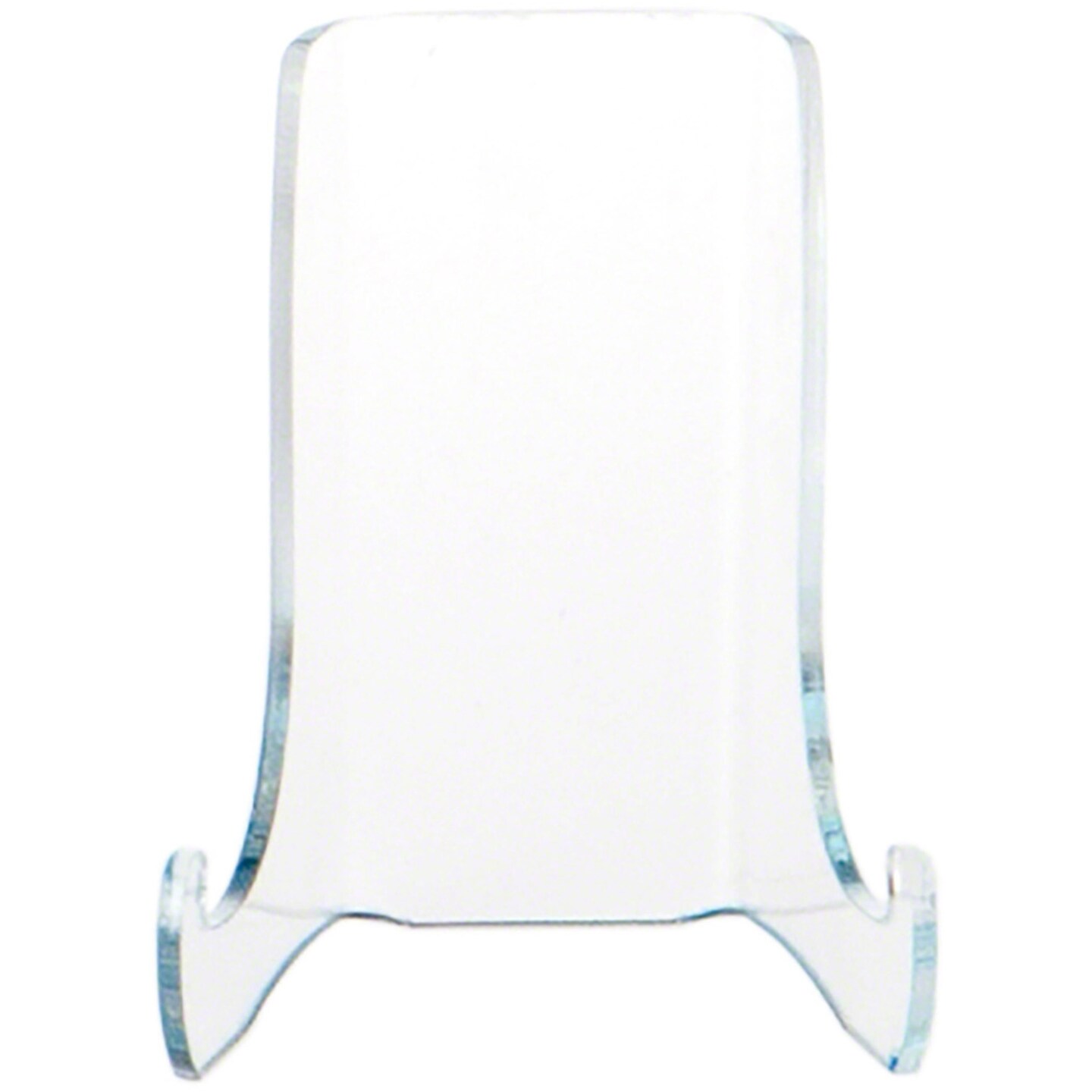 Plymor Clear Acrylic Small Flat Back Easel with Shallow Support Ledges, 3&#x22; H x 2.5&#x22; W x 2&#x22; D