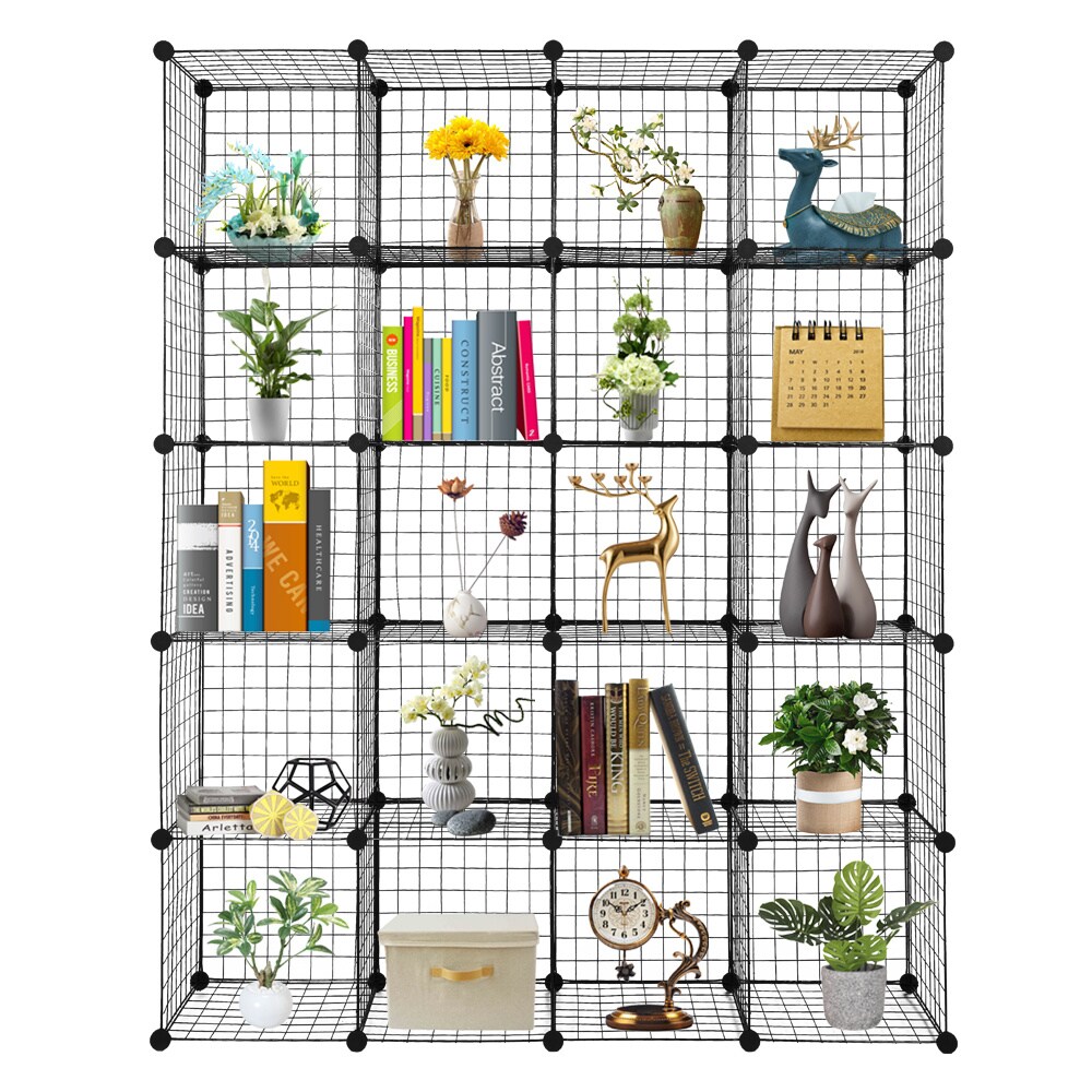 Wire Cube Storage Metal Closet Organizer Bookcase Cabinet Wardrobe Storage Shelves