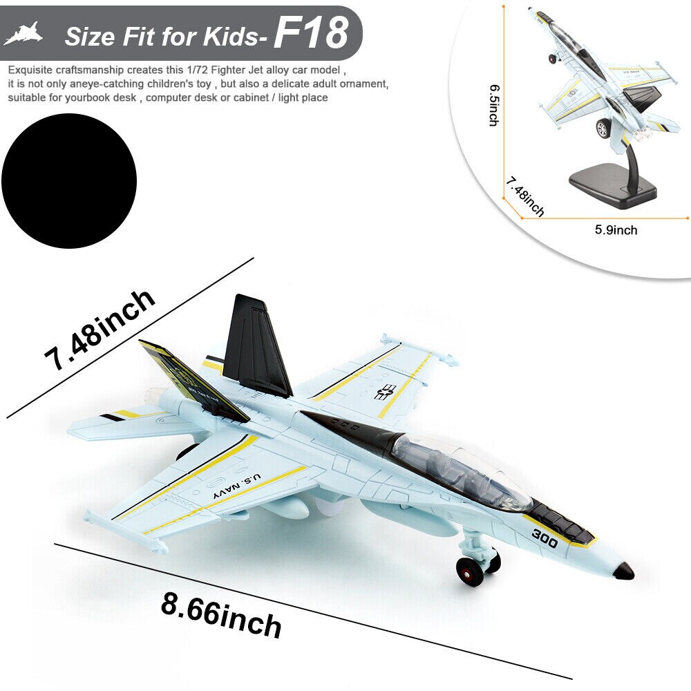 Kitcheniva 1:72 Scale Fighter Jet Aircraft Diecast Plane Model with Light and Sound