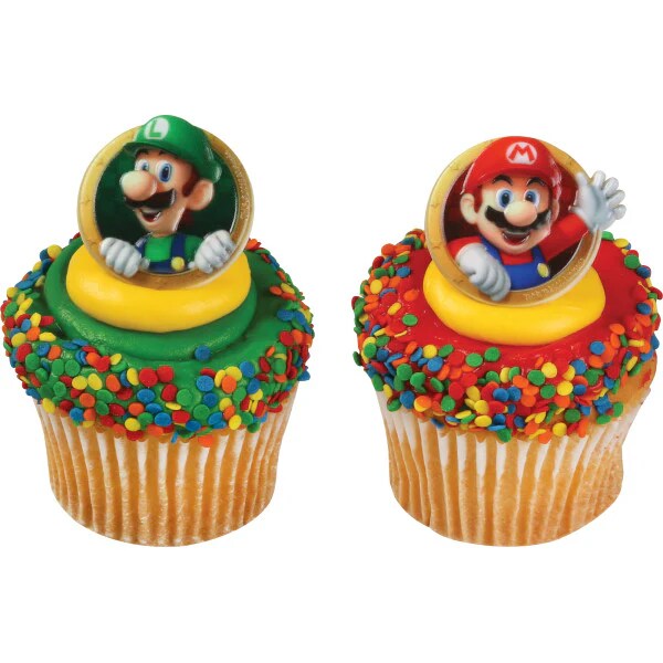 Super Mario with Mario &#x26; Luigi Cupcake Rings set of 12