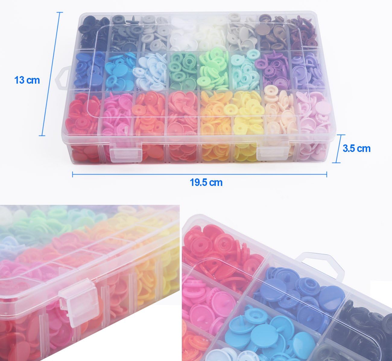 408 Sets Plastic Snap Buttons, No-Sew T5 Snaps with Organizer Storage Case for Bibs Diapers Crafts