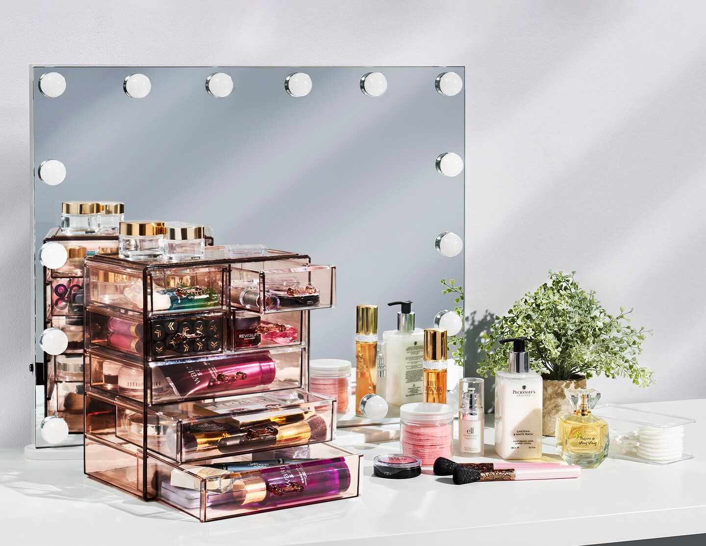 Sorbus Acrylic Makeup Organizer and Storage Case for Makeup &#x26; Jewelry - Brown (4 Large, 2 Small Drawers)