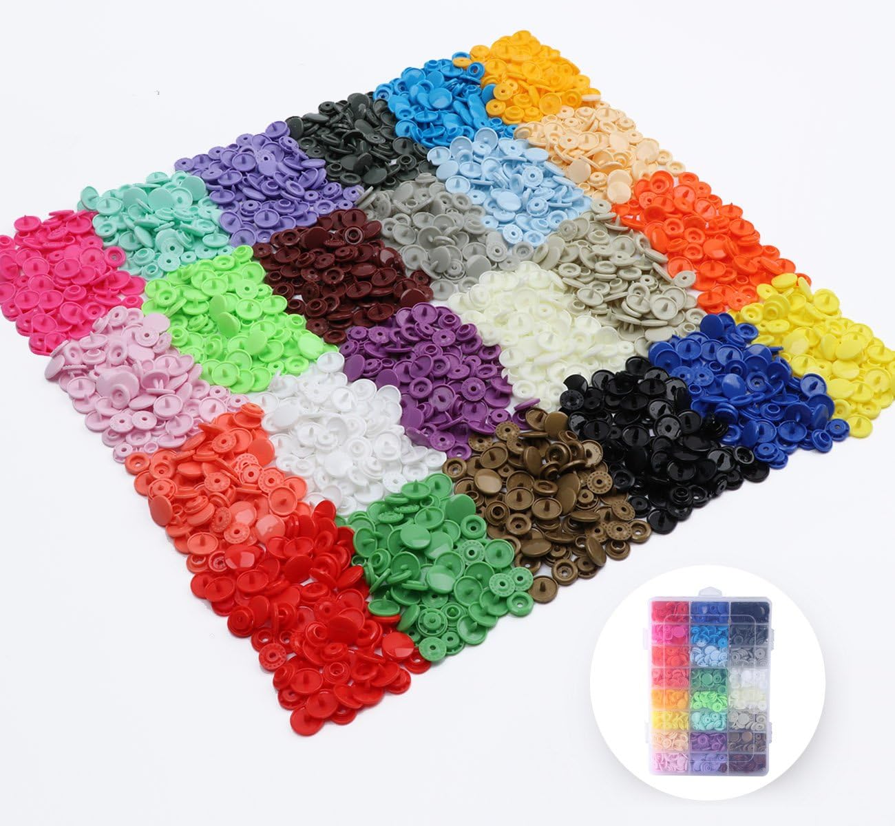 408 Sets Plastic Snap Buttons, No-Sew T5 Snaps with Organizer Storage Case for Bibs Diapers Crafts