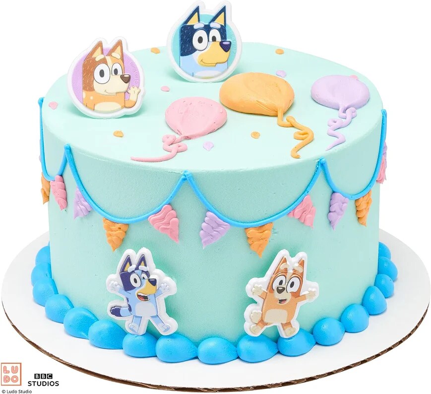Bluey Character Cupcake Rings 3D Food Safe Cake Toppers 72 Pack
