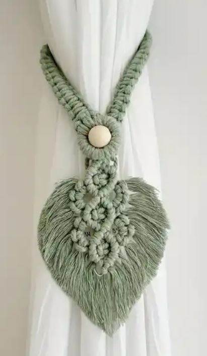 product name is Macrame Leaf Curtain Tiebacks - 2 ct