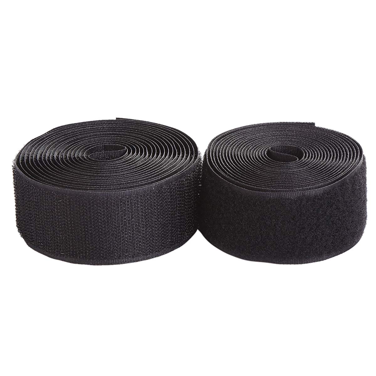Sew on Hook and Loop Style 2 Inch Non-Adhesive Back Nylon Strips Fabric Fastener Non-Adhesive Interlocking Tape Black,5 Yard