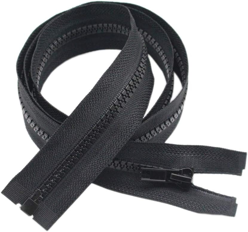 2PCS #5 26 Inch Separating Jacket Zippers for Sewing Coats Jacket Zipper Black Molded Plastic Zippers Bulk (26&#x22; 2pc)