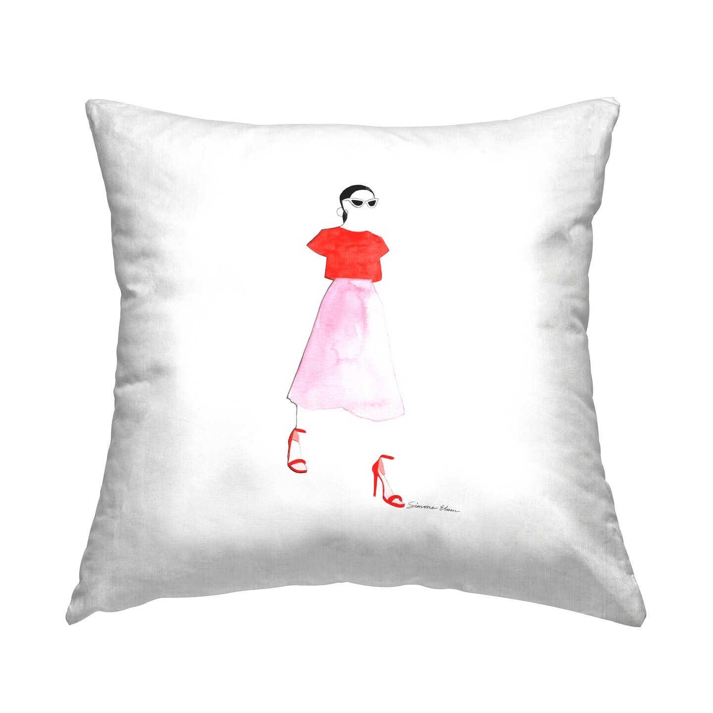 Stupell Industries Pink & Red Trendy Girl Decorative Printed Throw Pillow